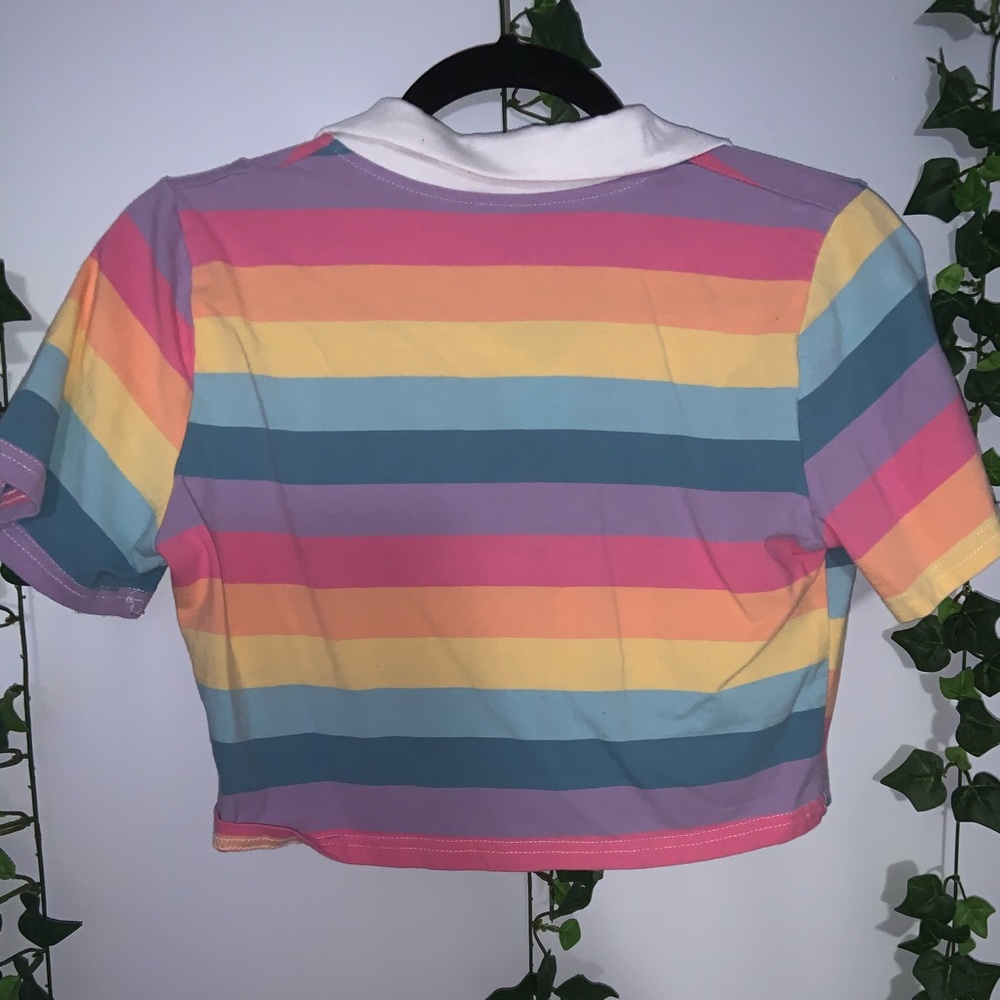 Cropped multi colored collared tee - Picture 2 of 2